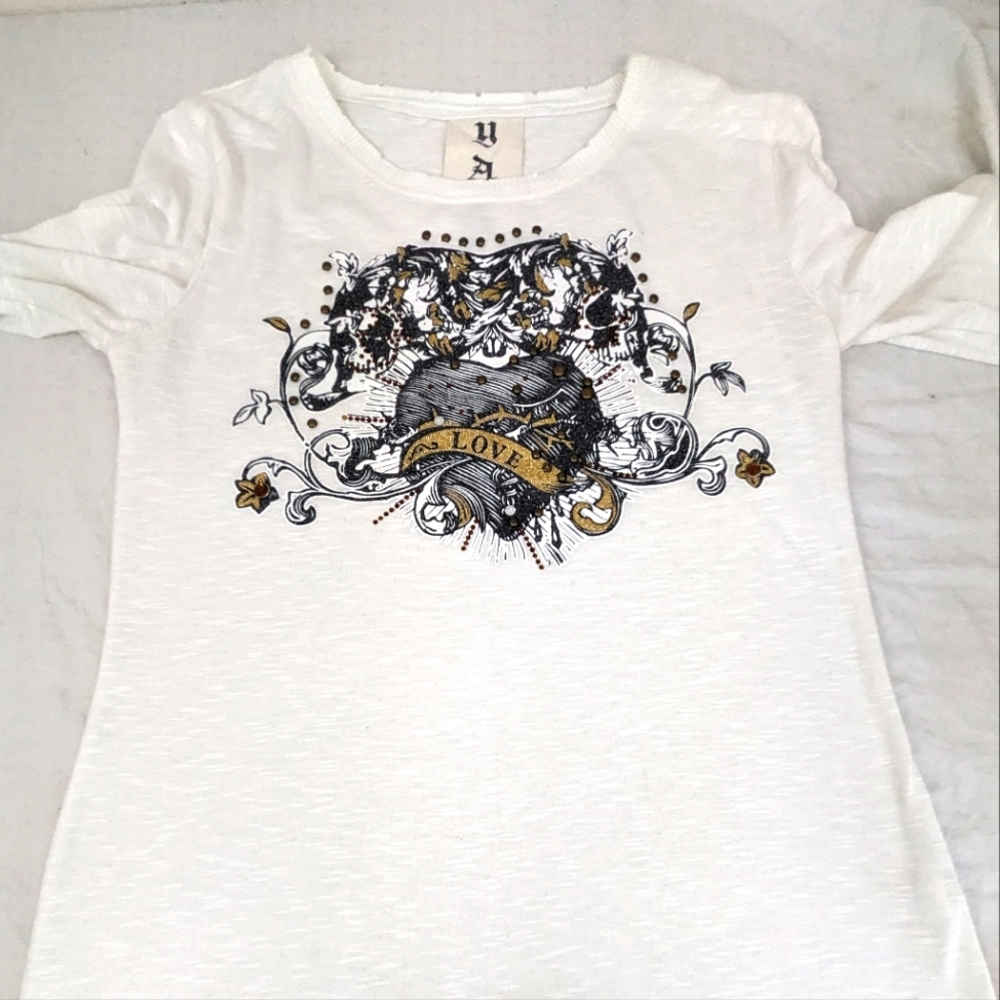 YAG Couture Long Sleeve Top* with Studs & Beautiful Graphics Front/Sleeve